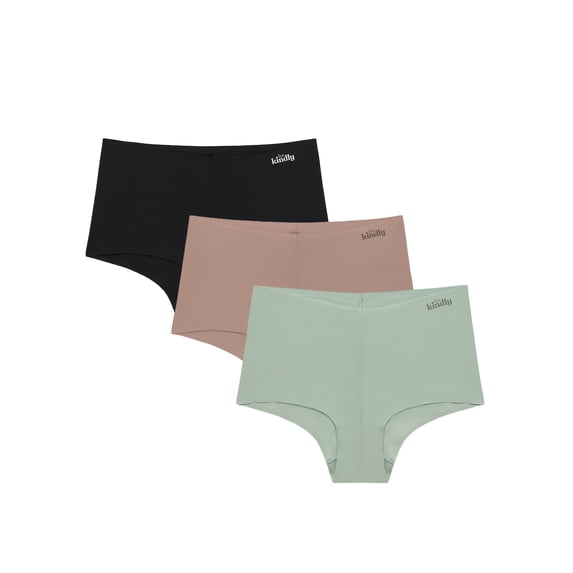Kindly Yours Women’s So Comfy Bonded No-Show Boyshort Underwear, 3-Pack, Sizes XS-XXXL