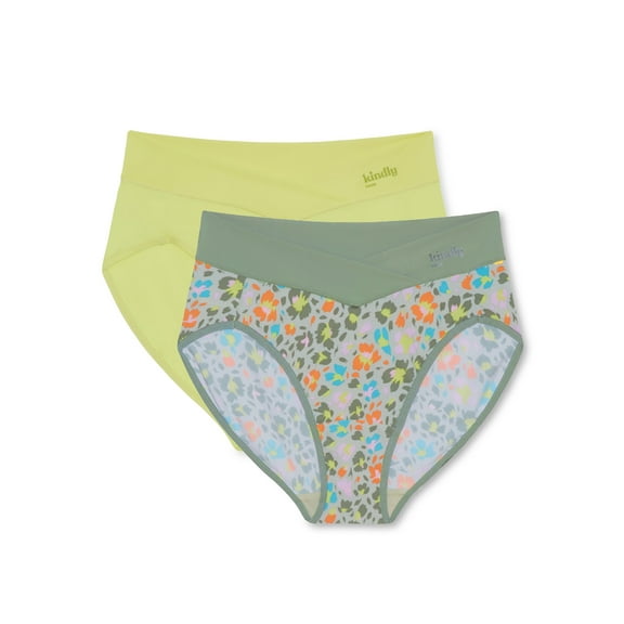 Kindly Yours Women's So Comfy Crossover Waist High Cut Panties, 2-Pack, Sizes XS-XXXL