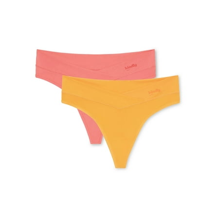 Kindly Yours Women's So Comfy Crossover Waist Thong Panties, 2-Pack, Sizes XS-XXXL
