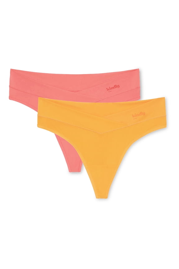 Women's So Comfy Crossover Waist Thong Panties, 2-Pack, Sizes XS-XXXL