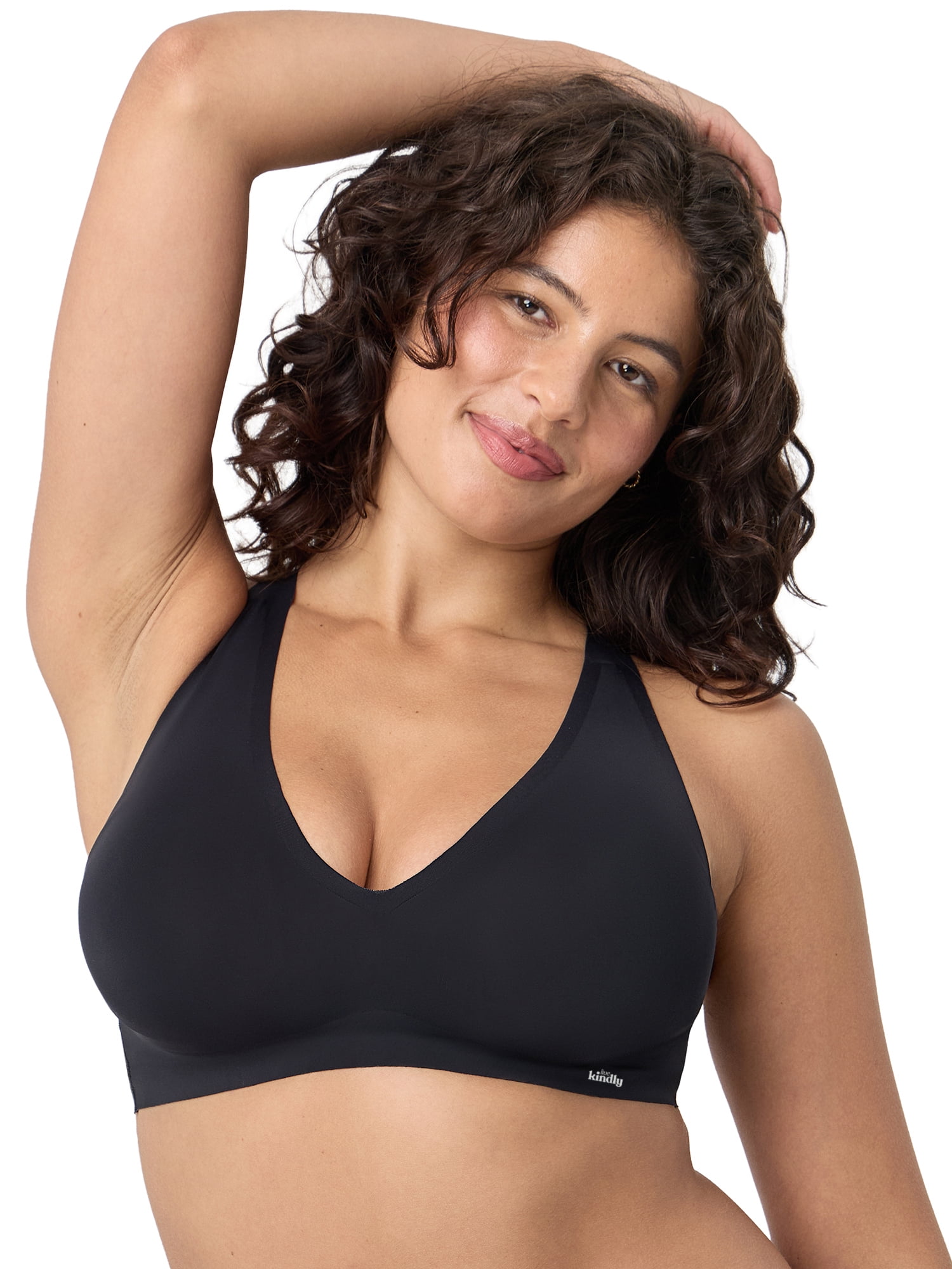 Kindly Yours Women’s So Comfy Micro Wire Free Bonded Push Up Plunge Bra, Sizes S-XXXL