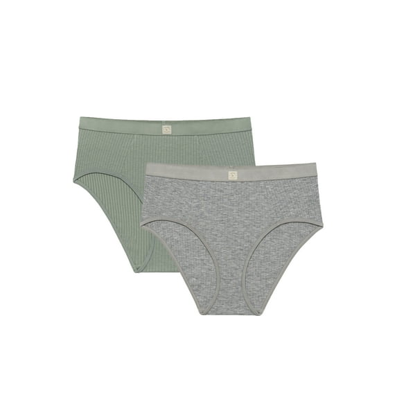 Kindly Yours Women’s So Comfy Rib High Leg Brief, 2-Pack, Sizes XS-XXXL