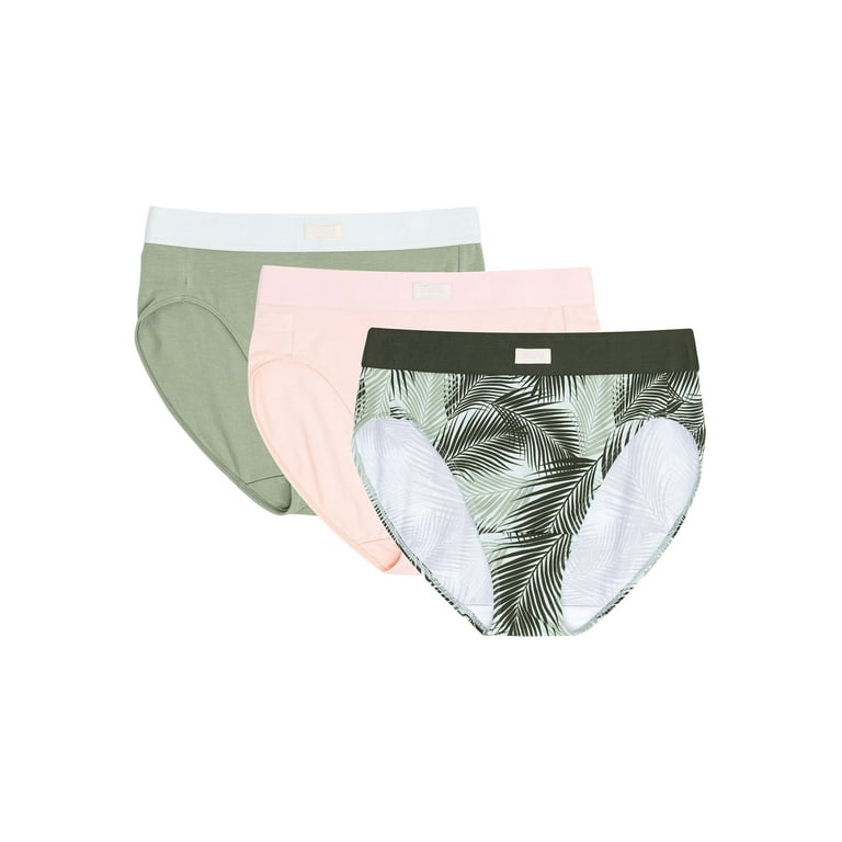 Kindly Yours Women's Sustainable Cotton Hi-Cut Underwear, 3-Pack, Sizes XS  to XXXL 