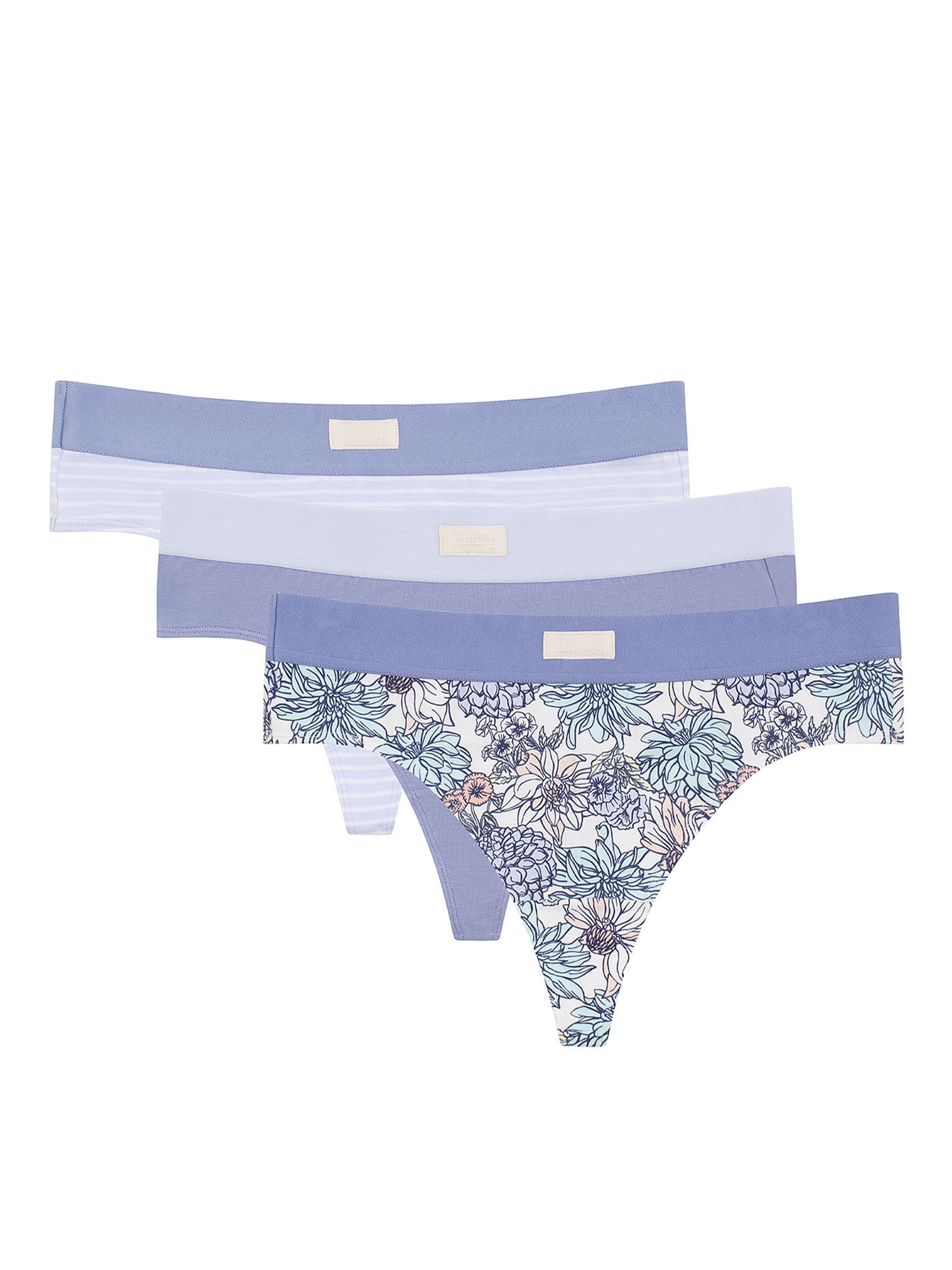 Kindly Yours Women's Sustainable Cotton Thong Underwear, 3-Pack, Sizes XS to  XXXL 