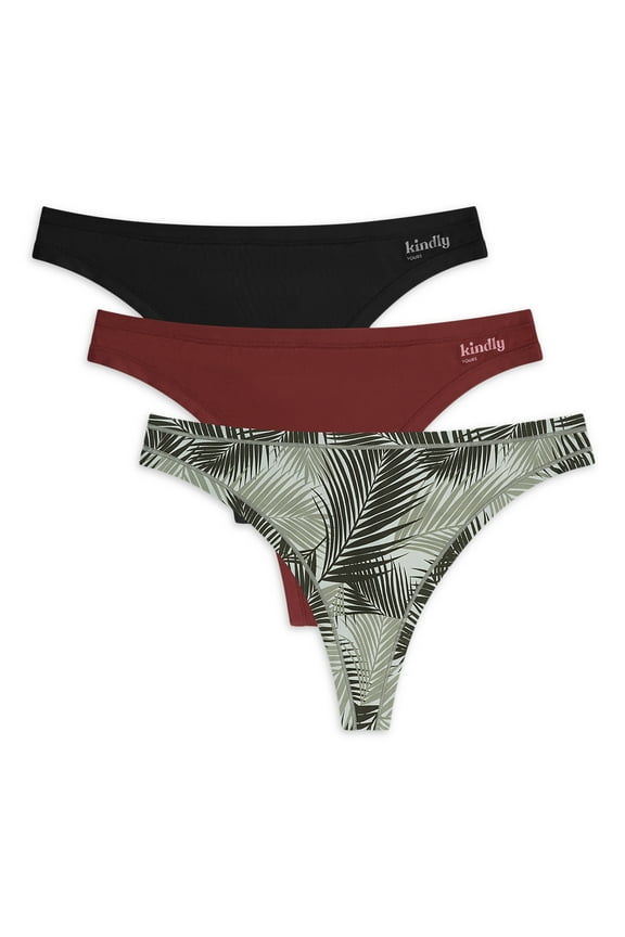 Women's Sustainable Micro Thong Panties, 3-Pack, Sizes XS to XXXL