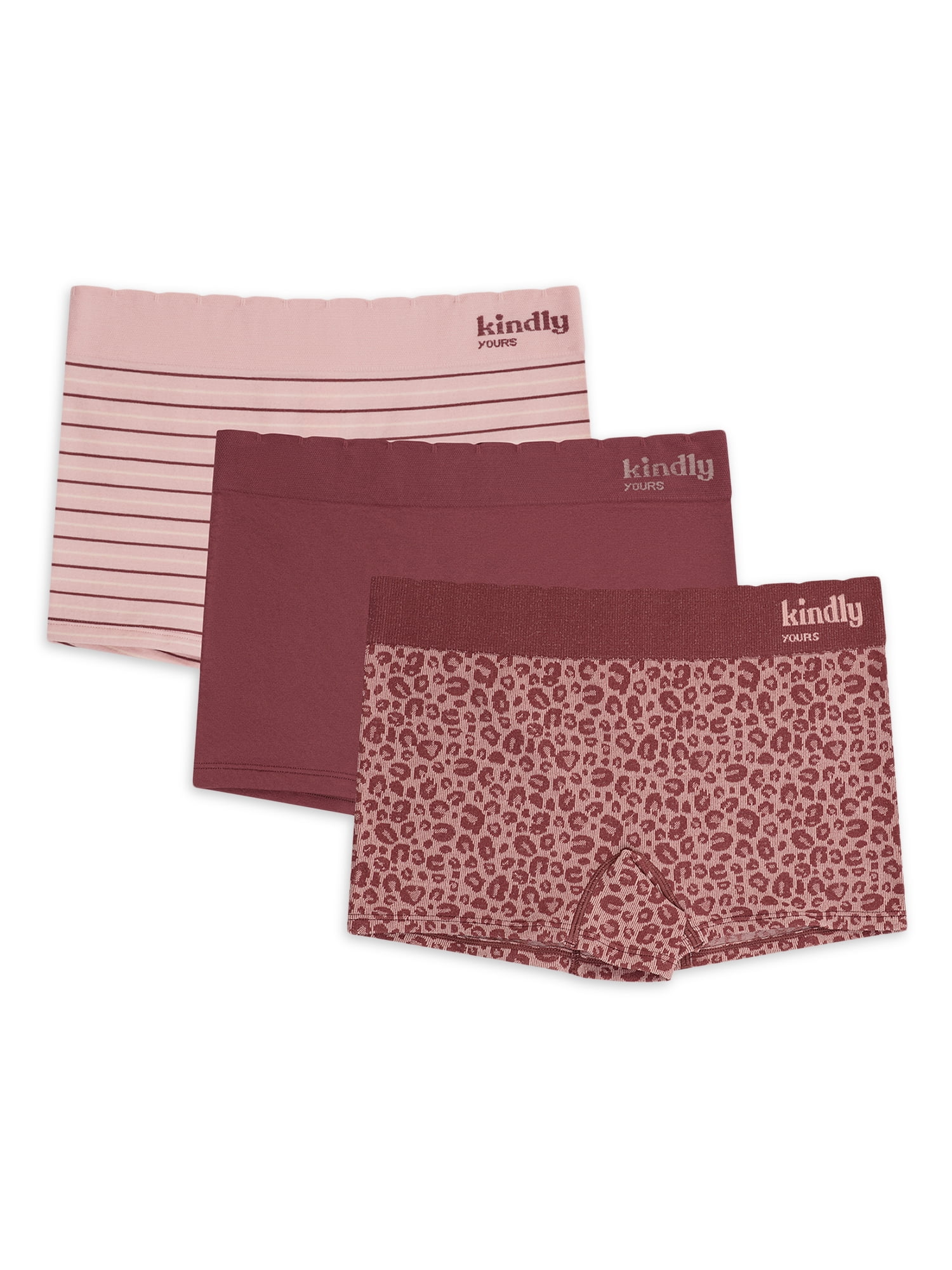 Kindly Yours Women's Sustainable Seamless Boyshort Underwear, 3Pack