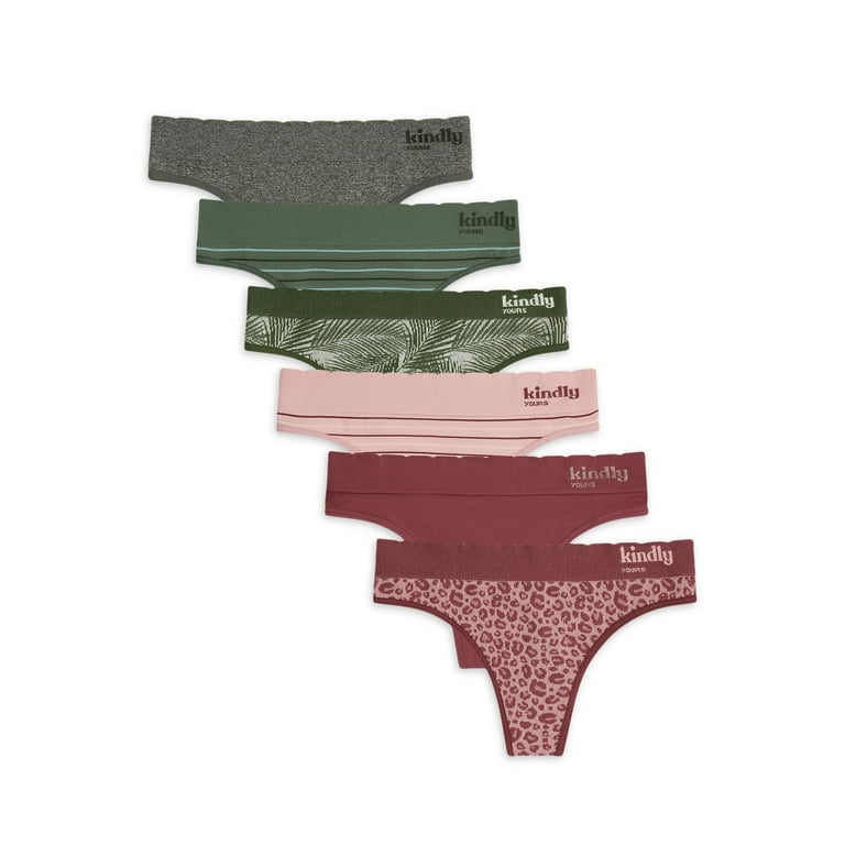 Kindly Yours Women's Sustainable Seamless Thong Panties, 6-Pack 