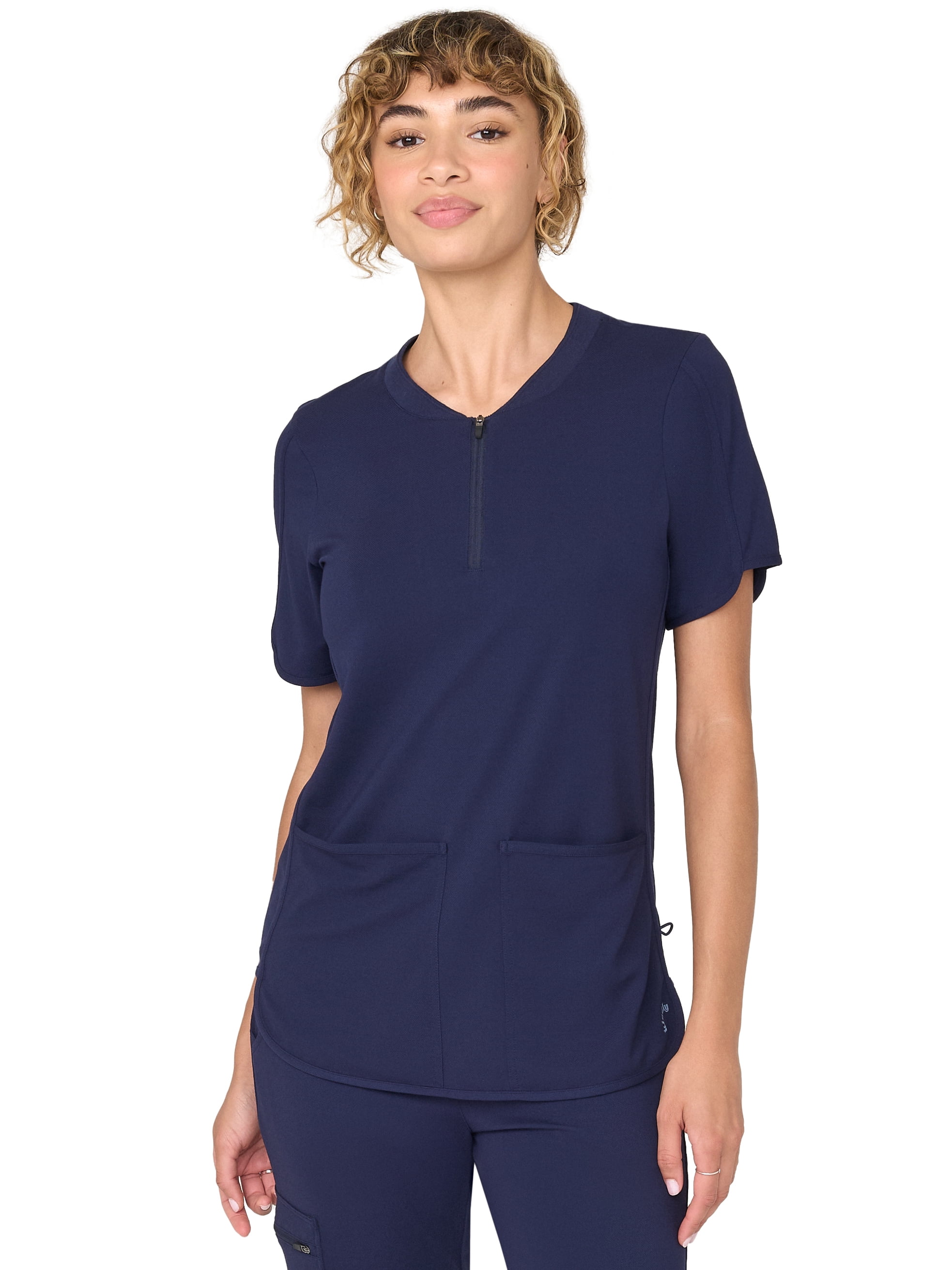 Kindly Yours Women’s Zip-Front Crewneck Scrub Top, Sizes XS-XXL