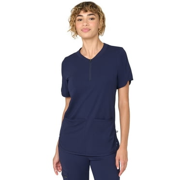 Kindly Yours Women’s Zip-Front Crewneck Scrub Top, Sizes XS-XXL