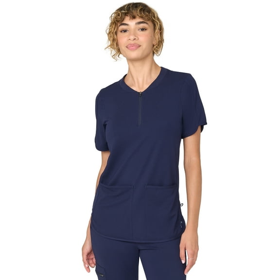 Kindly Yours Women’s Zip-Front Crewneck Scrub Top, Sizes XS-XXL