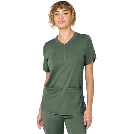 Kindly Yours Women’s Zip-Front Crew Neck Scrub Top, Sizes XS-XXL