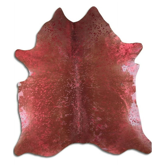 Kindly cowhide rugs for sale BURGUNDY METALLIC ON BROWN rug