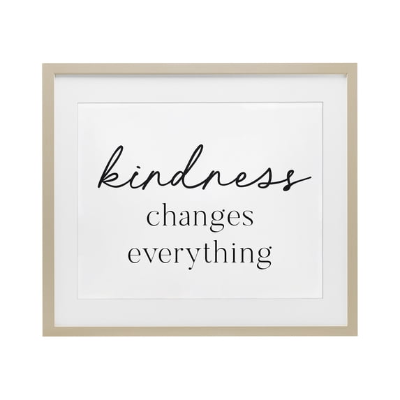 Stupell Industries Coastal Kindness Changes Everything Birch Framed Print Under Glass, 21 x 17, by Lettered and Lined