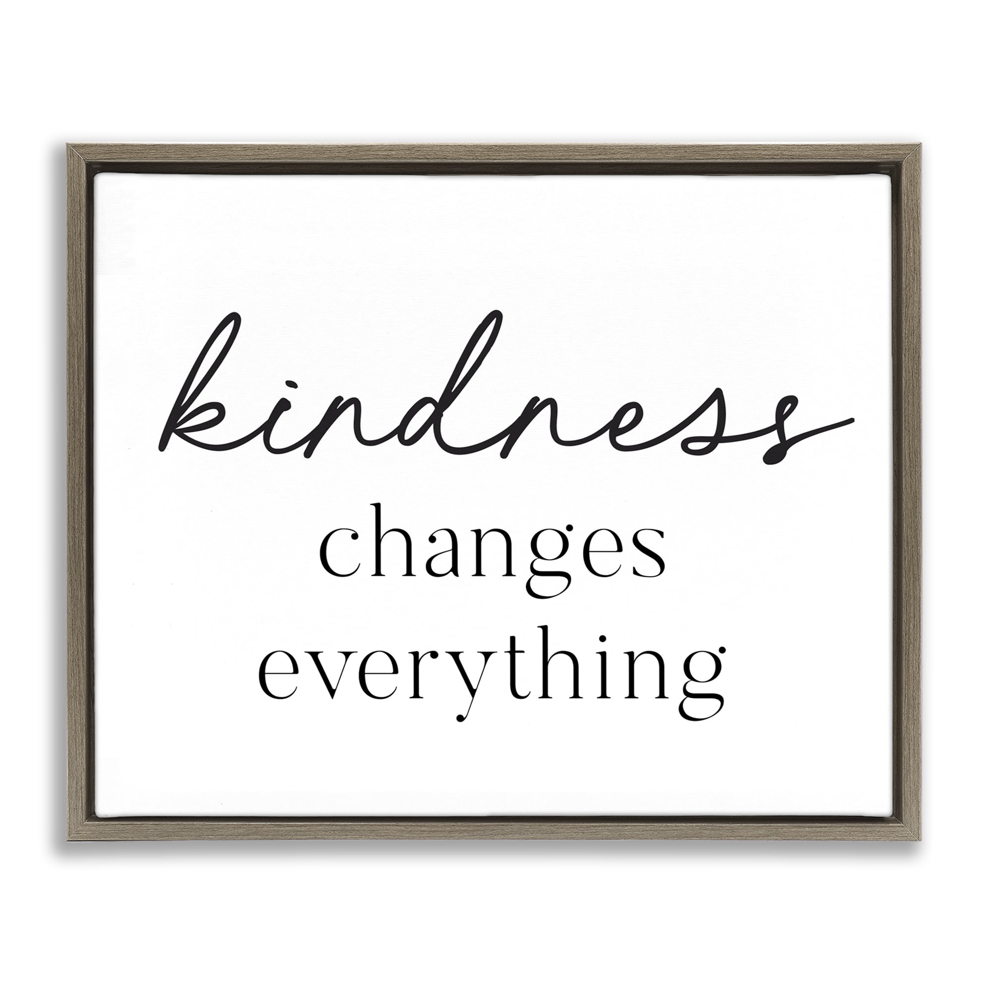 Kindness Changes Everything Brown Framed Floater Canvas Wall Art, design by Lettered and Lined