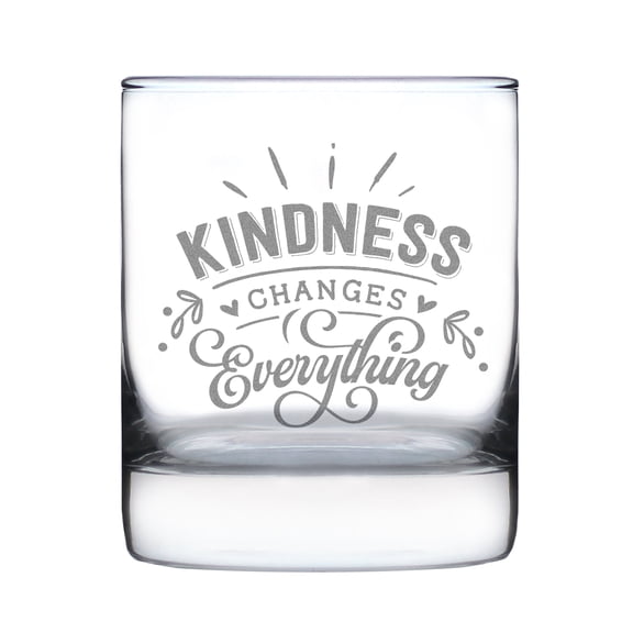 Kindness Changes Everything Engraved Rocks Glass Hand 10oz Etched Inspirational Quote