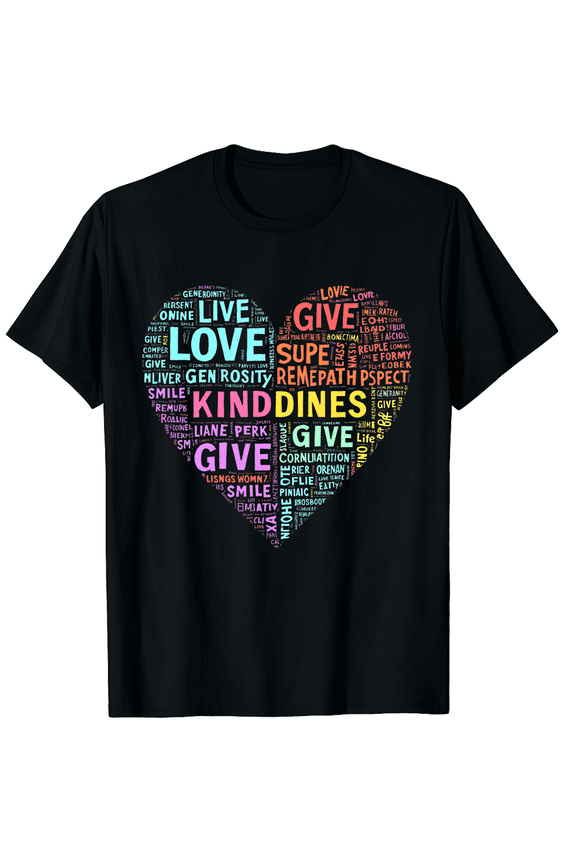 Kindness Cute Be Kind Graphic Tees Inspirational Letter Shirt Teacher Casual Tops Graphic Black T-Shirt for Men and Women