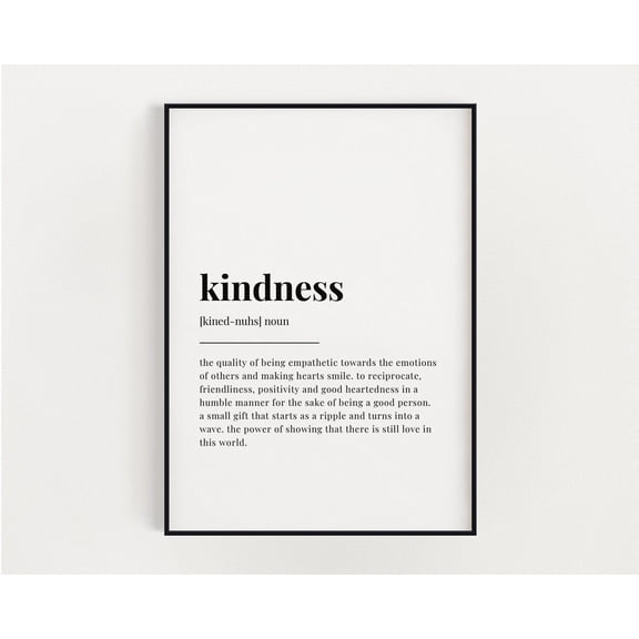 Kindness Definition Meaning, Wall Art, Kindness Print, Print, Home Decor #3033, Stretched Canvas Size 8x12
