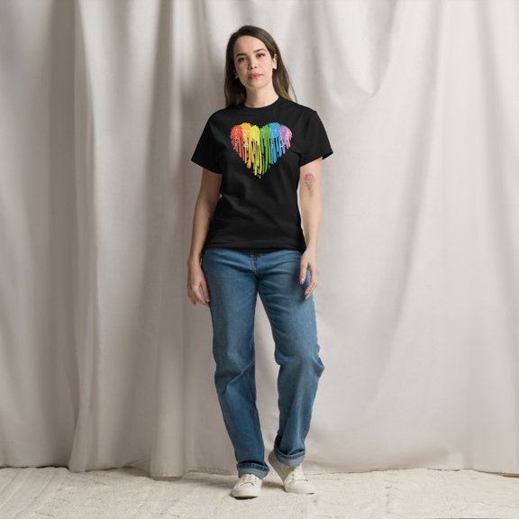 Kindness Equality Hope Love Heart Human Rights Justice Graphic classic tee (Black, M)