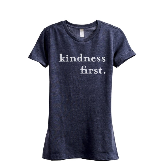 Kindness First Women's Fashion Relaxed T-Shirt Tee Heather Navy 2X-Large