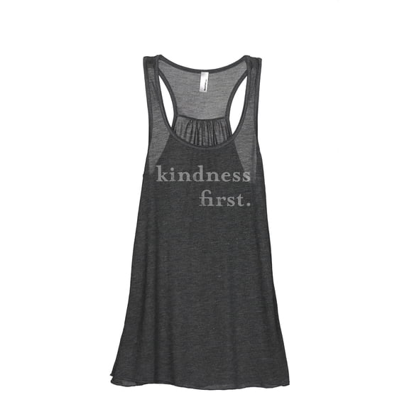 Kindness First Women's Fashion Sleeveless Flowy Racerback Workout Yoga Tank Top Charcoal Grey Small