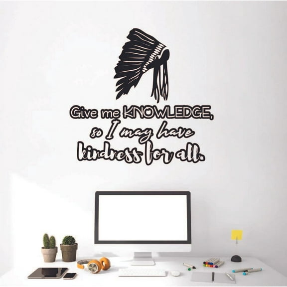 Kindness For All Indian Indians Native American Quote Tribe Quotes Wall Sticker Art Decal for Girls Boys Room Bedroom Garage House Fun Home Decor Stickers Wall Art Vinyl Decoration Size (40x40 inch)