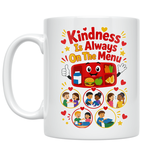 Kindness Is Always On The Menu - Cafeteria Kindness Advocate - 11 oz Ceramic Coffee Mug