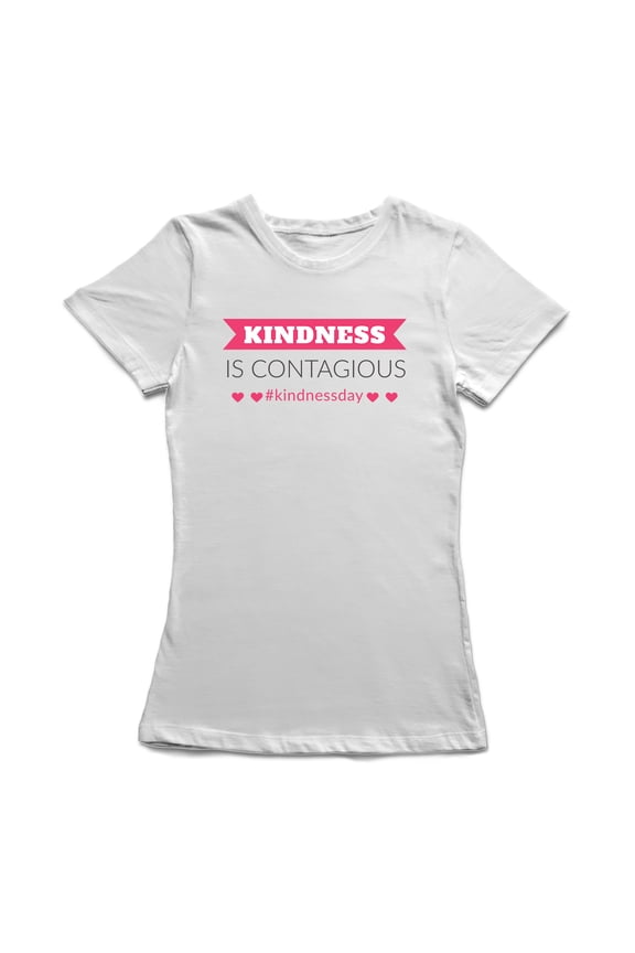 Kindness Is Contagious #Kindnessday Hearts Hashtag Women White T-Shirt, Female Small