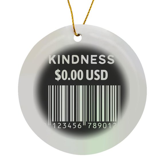 3drose, Kindness Is Free Motivational Quote Gift for Friends and Colleagues, Circle Porcelain Ornament