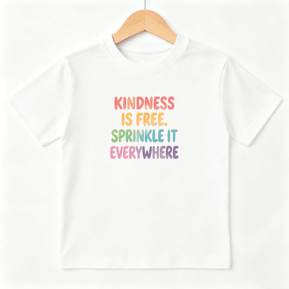 Kindness Is Free Sprinkle It Everywhere Boys Graphic Tee, Positive 100% Cotton Kids Short Sleeve T-Shirt 4-13Y