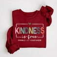 thumbnail image 1 of Kindness Is Free Sweatshirt, Womens Teacher Inspirational Sayings Pullover Tops (Red L), 1 of 3