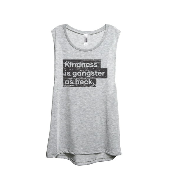 Kindness Is Gangster As Heck Women's Fashion Sleeveless Muscle Workout Yoga Tank Top Sport Grey Medium
