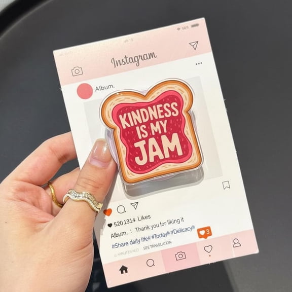 Kindness Is My Jam Magnetic Phone Grip, Aesthetic Choose Kindness Magsafe Kickstand, Trendy Retro Preppy Inspirational Gift