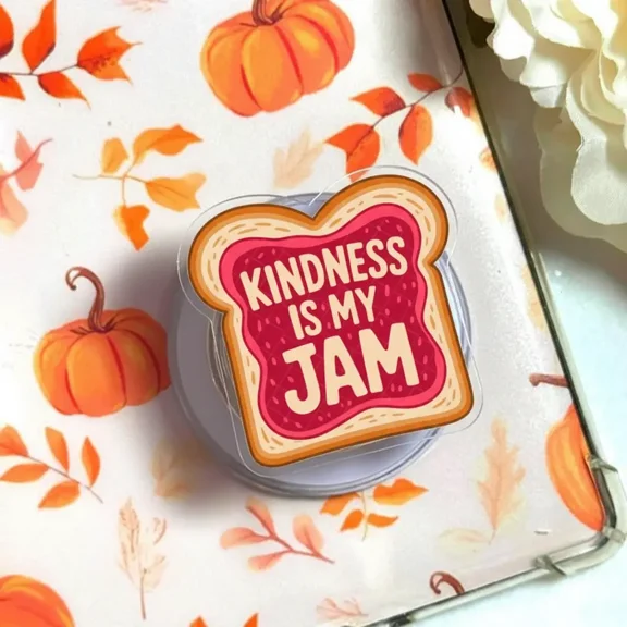 Kindness Is My Jam Phone Grip, Aesthetic Choose Phone Holder, Trendy Retro Preppy Inspirational Gift, E-Reader Grip Accessory