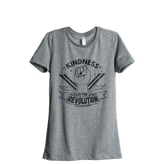Kindness Is The Revolution Women's Fashion Relaxed T-Shirt Tee Heather Gray Small
