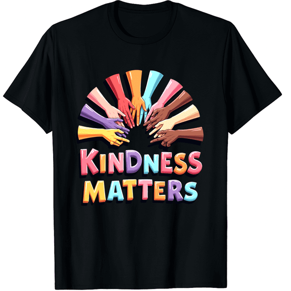 Kindness Matters - Anti-Bullying Diversity Multicultural Graphic Black T-Shirt for Men and Women