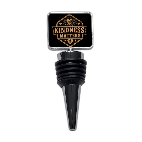 Kindness Matters Black Tan Wine Bottle Stopper Cap Plug