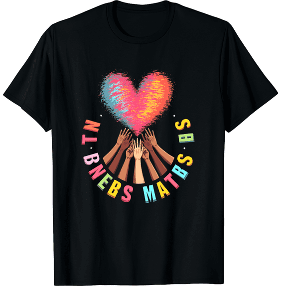 Kindness Matters Diversity Inclusion Hand Love Graphic Black T-Shirt for Men and Women