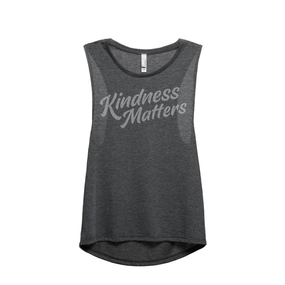 Kindness Matters Women's Fashion Sleeveless Muscle Tank Top Tee Charcoal Grey Medium