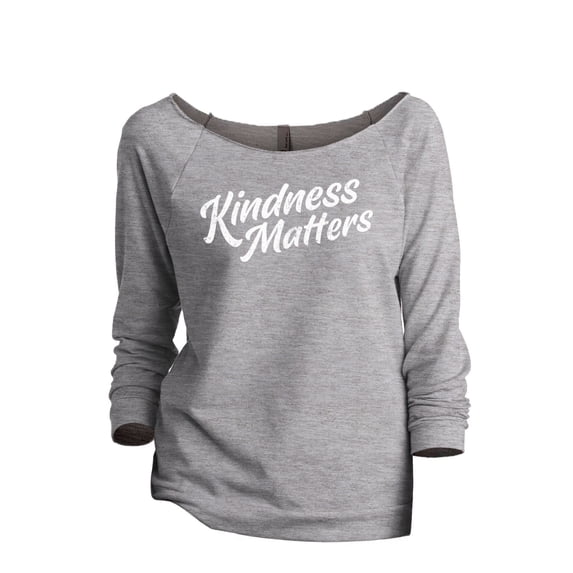 Kindness Matters Women's Fashion Slouchy 3/4 Sleeves Raglan Sweatshirt Sport Grey Medium