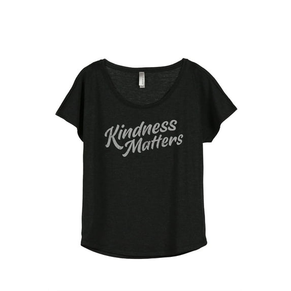 Kindness Matters Women's Fashion Slouchy Dolman T-Shirt Tee Heather Black X-Large