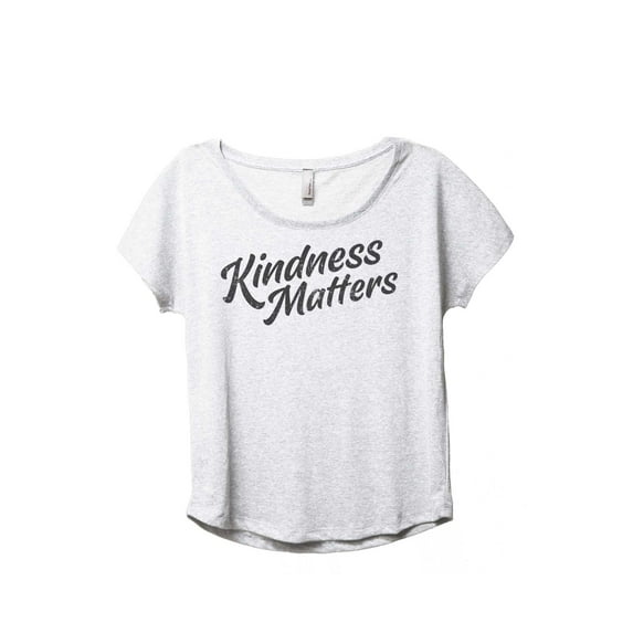 Kindness Matters Women's Fashion Slouchy Dolman T-Shirt Tee Heather White Medium