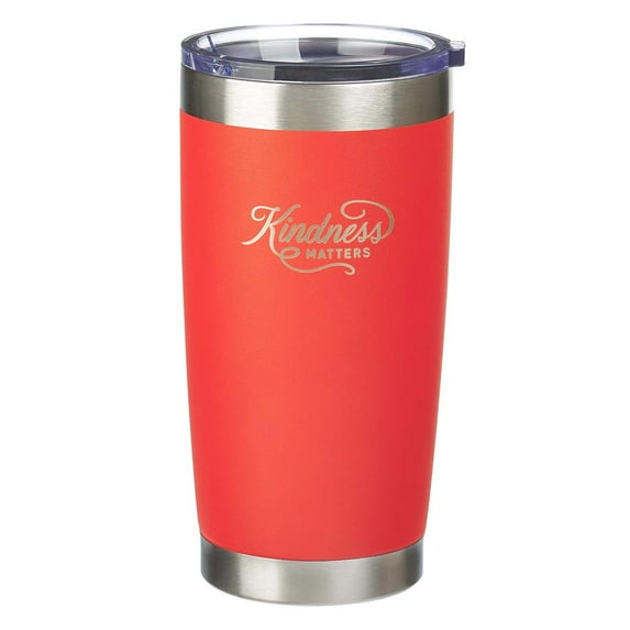 Kindness Matters Women's Inspirational Travel Tumbler Mug, Orange, 18oz Double Wall Vacuum Insulated Stainless Steel, With Love