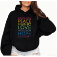 thumbnail image 1 of Kindness Peace Equality Graphic Suitable Tee T-Shirt Print Top Hooded long-sleeved Black S-2XL, 1 of 7