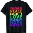 thumbnail image 1 of Kindness Peace Equality Inclusion Diversity Human Rights T-Shirt Black Large, 1 of 4