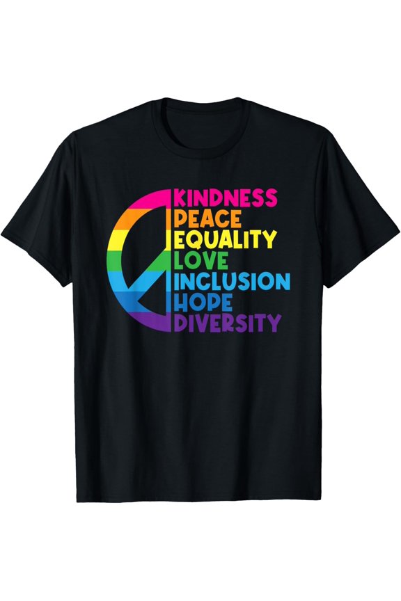 t-shirt Kindness Peace Equality Love Inclusion Hope Diversity T-Shirt mens,black,women,funny,journey,Crew Neck, Short Sleeve,printing