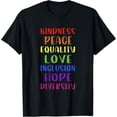 thumbnail image 1 of Kindness Peace Love Inclusion Diversity LGBT Rainbow Pride T-Shirt mens t shirt，black，women，funny，misfits，men，journey，t-shirt, 1 of 4