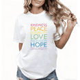 thumbnail image 1 of Kindness Peace Love Print Tshirt Graphic Tees Multicolor White Shirts S-5XL Inspire Tops, 1 of 5