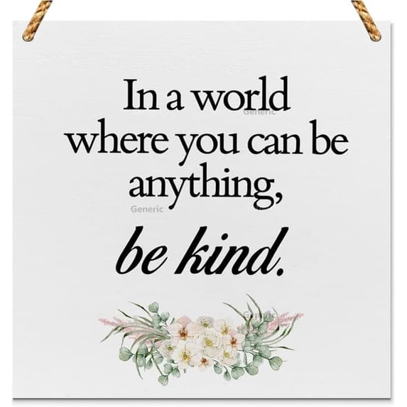 Kindness Quote Wood Sign Decor in a World Where You Can be Anything Be Kind Wood Sign Decor for Home Office Nursery Wall Wood Sign Wooden Wall Decor 8 * 8 inch