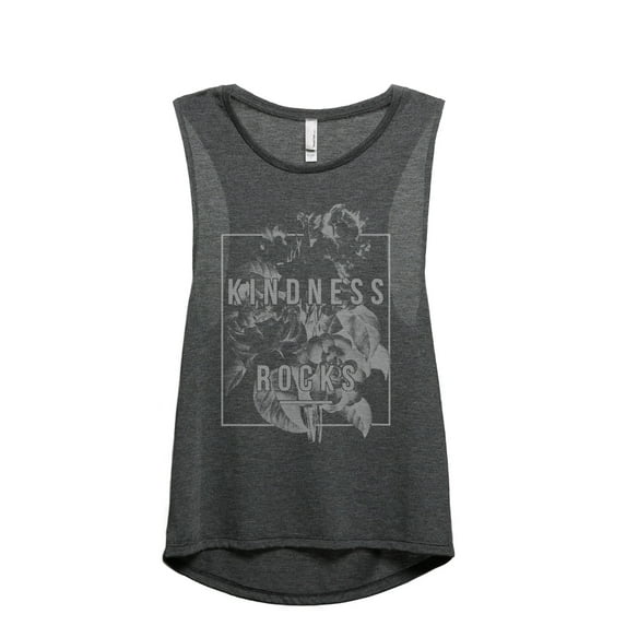 Kindness Rocks Women's Fashion Sleeveless Muscle Tank Top Tee Charcoal Grey Small