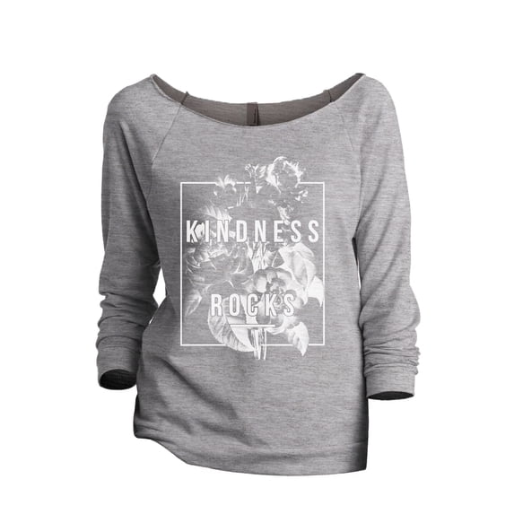 Kindness Rocks Women's Fashion Slouchy 3/4 Sleeves Raglan Sweatshirt Sport Grey Small